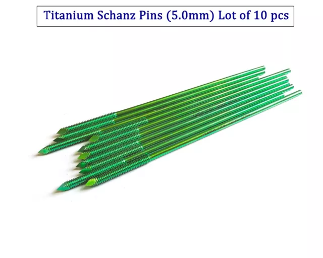 Titanio Schanz Pins De 5.0mm Lote 10 Piezas Quirúrgico Veterinario Instrumento