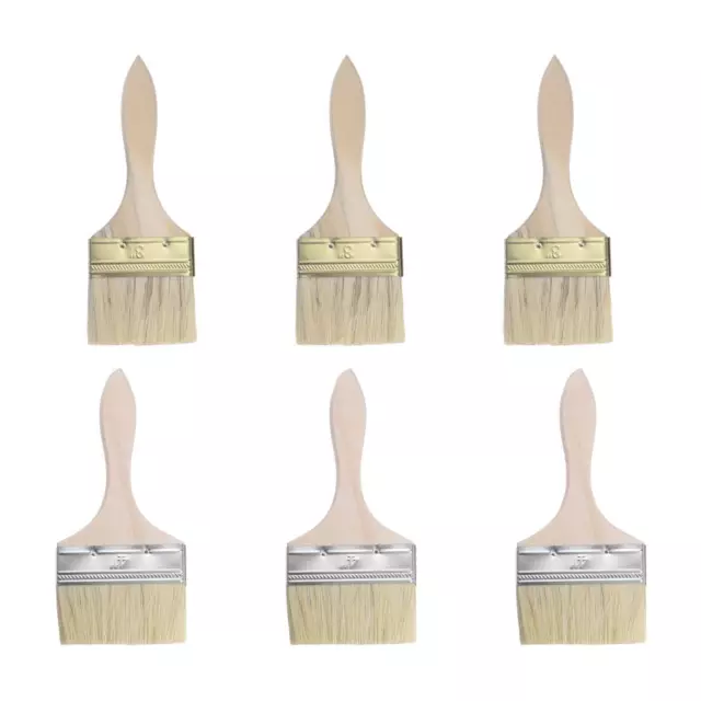 3Inch 4Inch Paint Brush Synthetic Bristle with 11mm Thick Wood Handle 6pcs