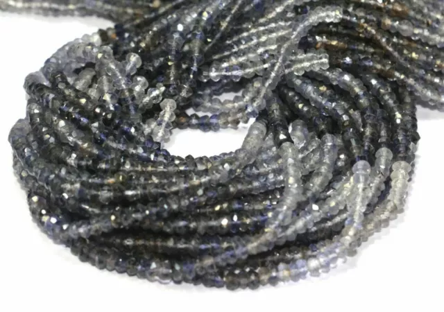 3 Strand Natural Iolite Rondelle Faceted 3-4mm 13"inch Gemstone Loose Beads