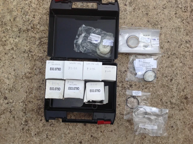 Job lot of 10 oil burner in line filter cartridges and seals in a carry case