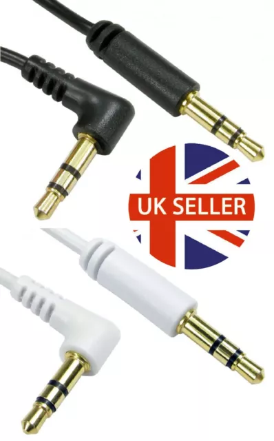 Stereo Jack Cable Right Angled to Straight 3.5mm Sound Audio Lead Short Long Lot