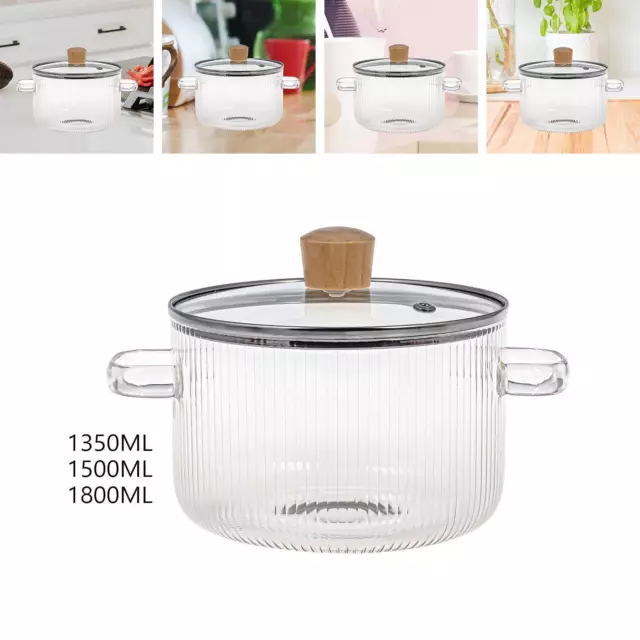 Glass Cooking Pot Clear Glass Saucepan with Cover for Tea