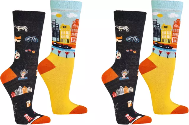 SOCKS PUR Witzige Socken  „Niederlande“ für Teenager, Damen und Herren. 2 Paar