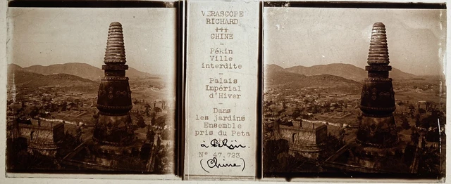 CHINE PEKIN VILLE INTERDITE VERASCOPE RICHARD VERRE VUE STEREOSCOPIQUE 45x107