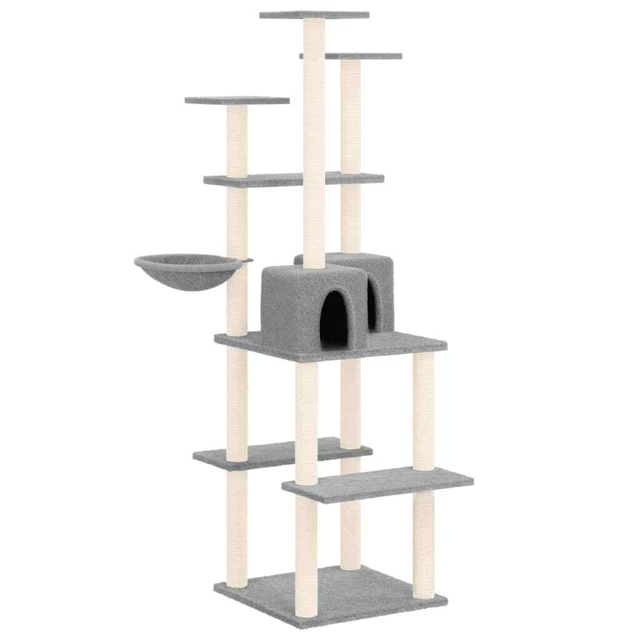 Arbre à chat avec griffoirs en sisal Gris clair 167 cm 2