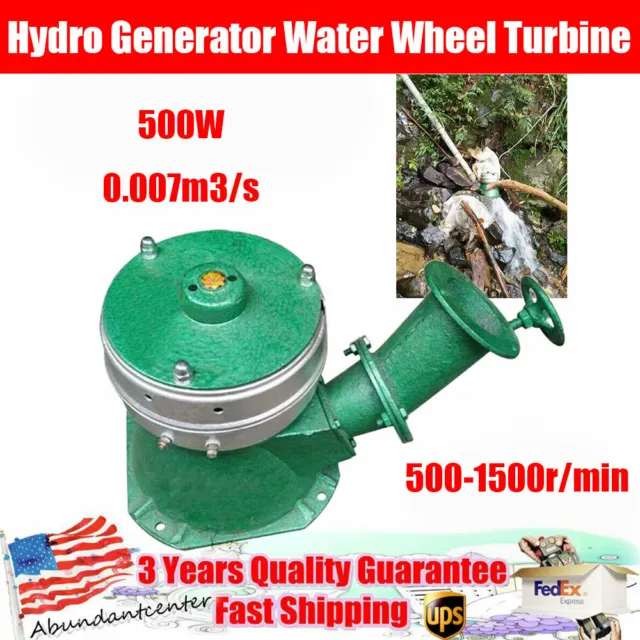 500W Hydro Turbine Generator Water Power Permanent Magnet Generator 0.007m3/s