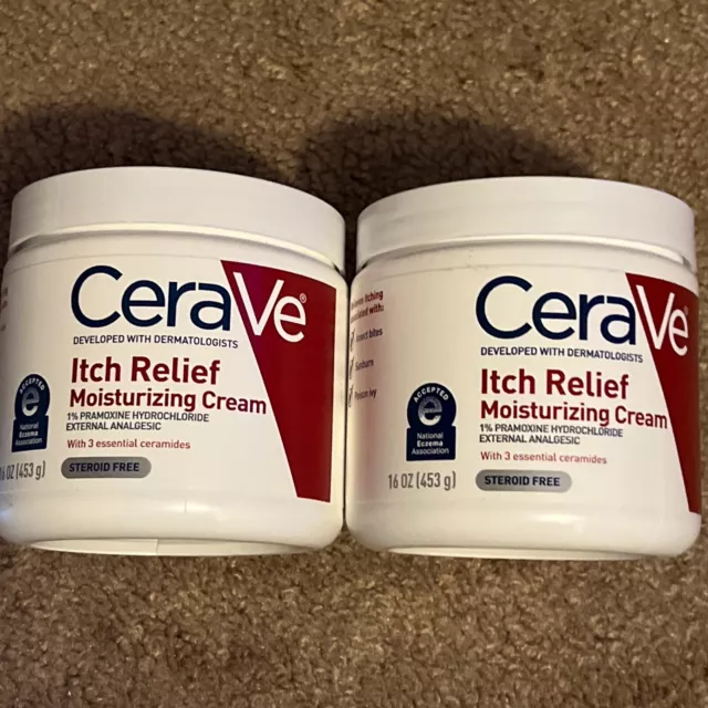 (2 PACK) CeraVe Itch Relief Moisturizing Cream 16 OZ & 12 OZ