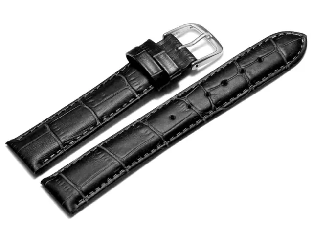 Bracelet montre cuir grain croco noir  8mm 10mm 12mm 14mm 16mm 18mm 20mm 22mm