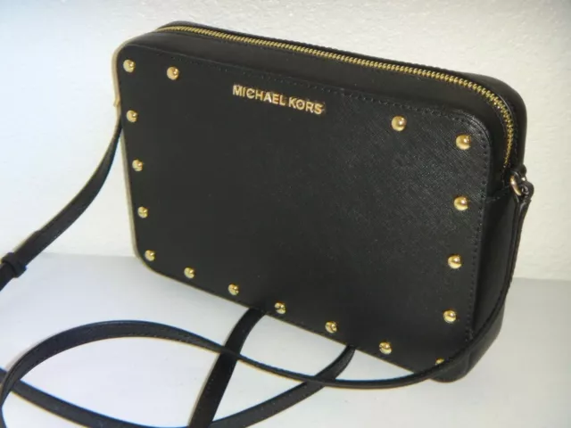 MICHAEL Michael Kors Black Leather Sandrine Stud Crossbody Bag For Sale at  1stDibs