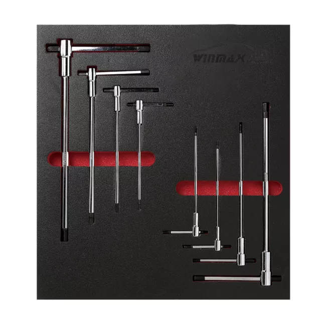 T-Handle Hex Wrench Sliding Set 8pc W/ Mechanic's Tray 2, 2.5, 3, 4, 5 6 8 10 mm