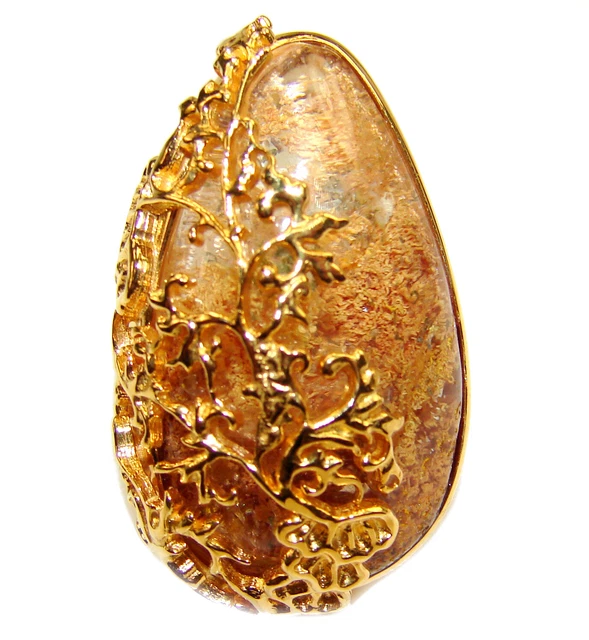 Magic genuine Phantom Quartz 18K Gold over .925 Sterling Silver handmade Cocktai 2