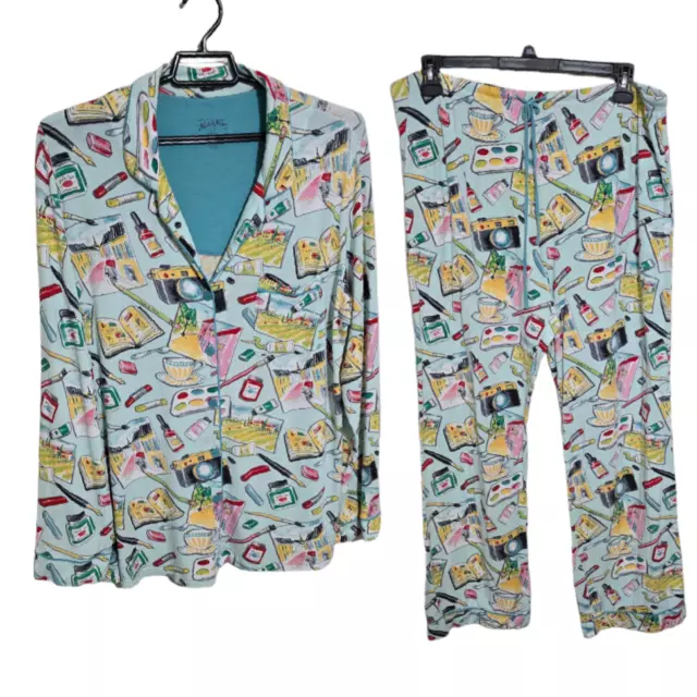 Nick & Nora Xxl Womens Pajama Top Artist Camera Paint Photo Lightweight