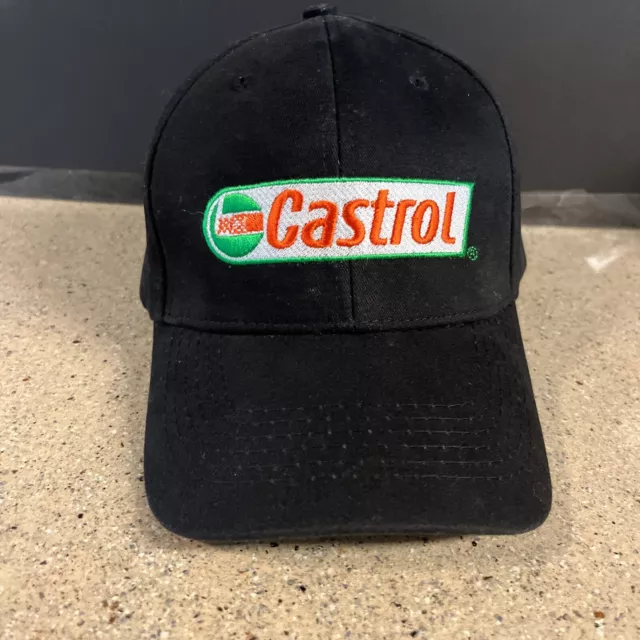 Castrol Black Hat Cotton Strap Back Baseball Cap One Size Adjustable Oil Racing