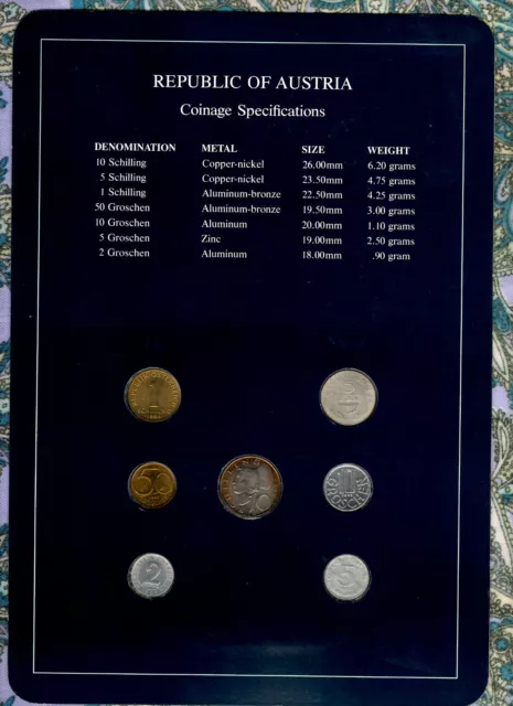 Coin Sets of All Nations Austria 1960-1995 UNC 5 Schilling 1960 Silver 3.4.95 2
