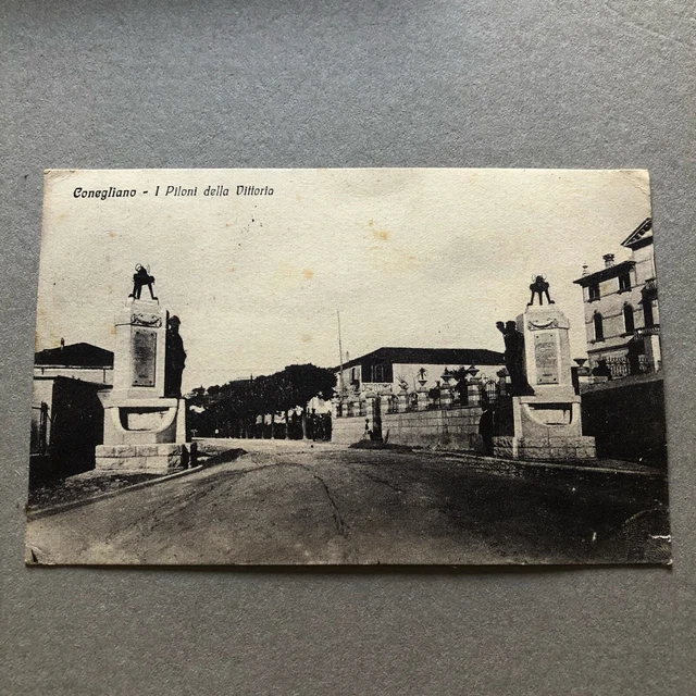 B) Cartolina form piccolo Conegliano Treviso 1927 francobollo 25 Michetti RARO!