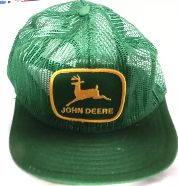 vtg  SNAPBACK TRUCKER HAT JOHN DEERE TRACTOR EQUIPMENT FARM ADVERTISING a