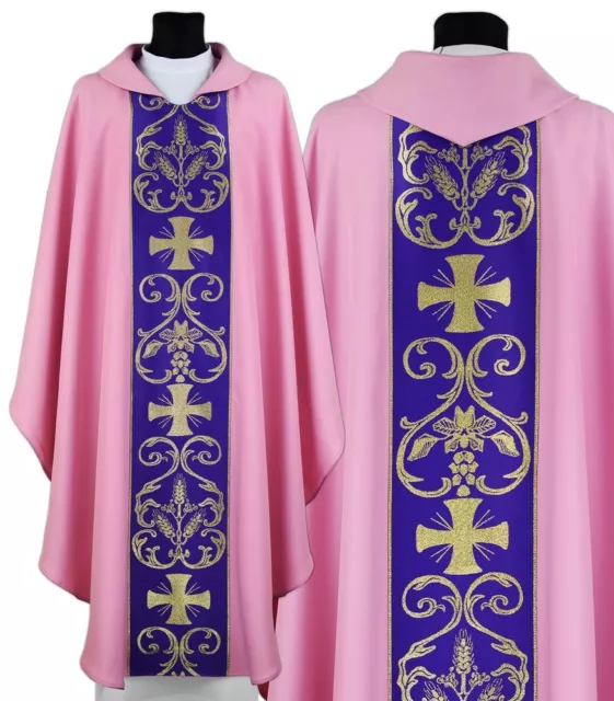 Casula Gotica Rosa con stola 027-R Pianeta Paramento liturgico VARI COLORI