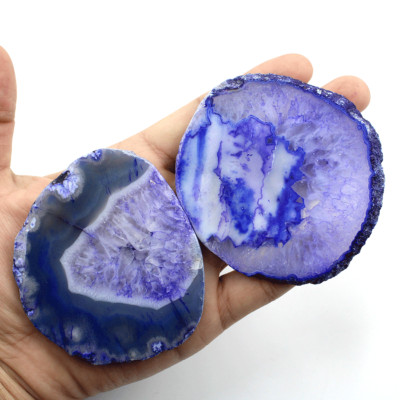 Geode di agata blu 1 pezzo da 7 cm grezzo e naturale 