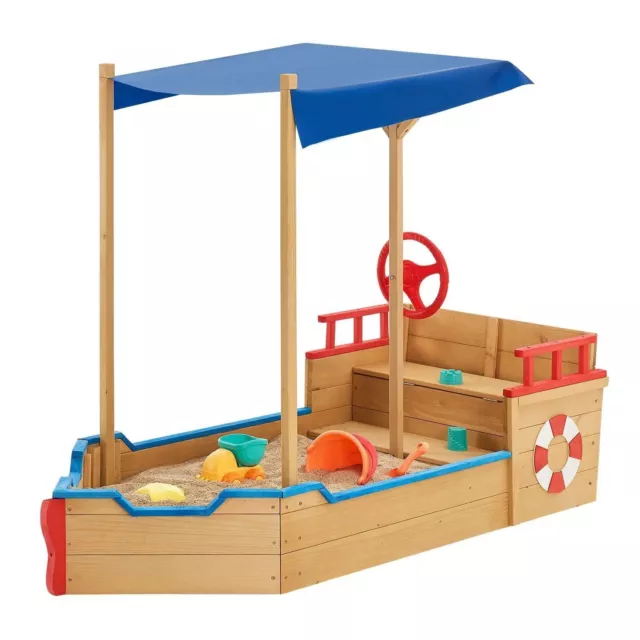 Sandkasten Piratenschiff - Boot Schiff aus Holz groß Sandbox Sandkiste Juskys®