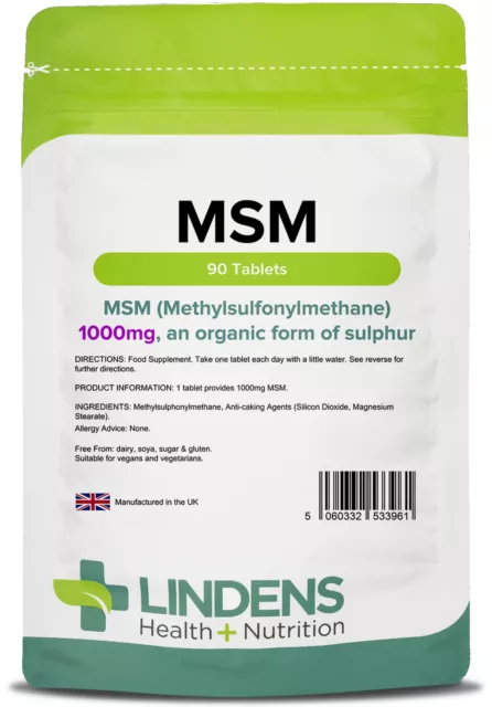 MSM 1000mg - 90 Tablets - [Lindens 3961]