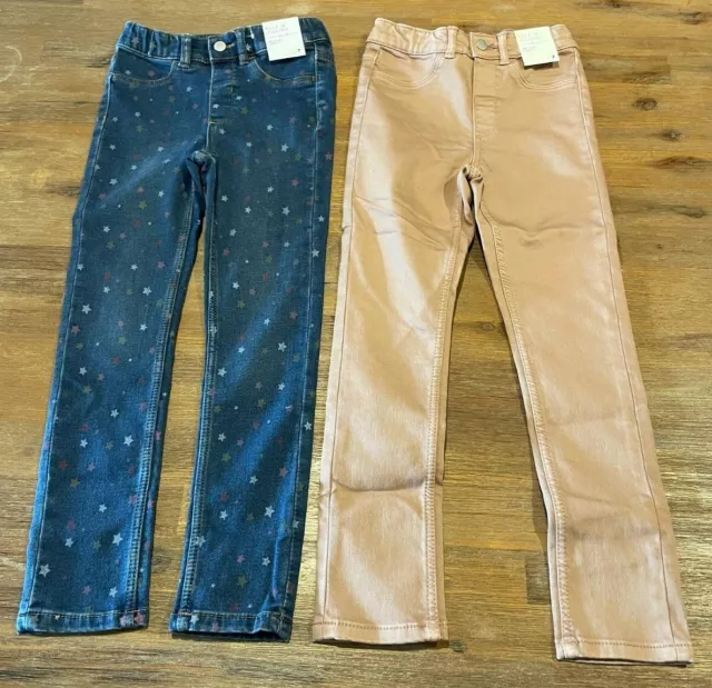 2 x Girls size 4 denim Ella Jnr jegging jeans Blue Star & Pink Target  NEW