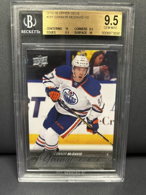 Connor McDavid 2015-16 UD Young Guns RC #201 BGS 9.5 w/ two 10’s True Gem Mint