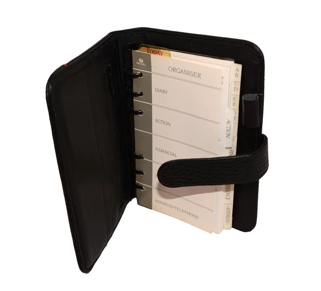 REXEL A5 BLACK Cased Organiser Filofax Diary Address Telephone Ring Binder £21.88 PicClick UK
