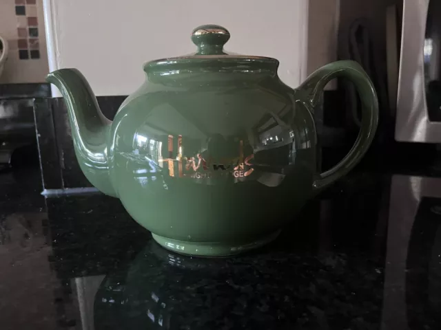 REDUCED-Vintage Lge Harrods Green Teapot by James Sadler & Sons UK Perfect Cond