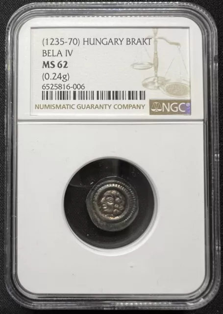 HUNGARY Bela IV (1235-1270) Silver Brakt NGC MS62 RARE ONLY ONE GRADED HIGHER