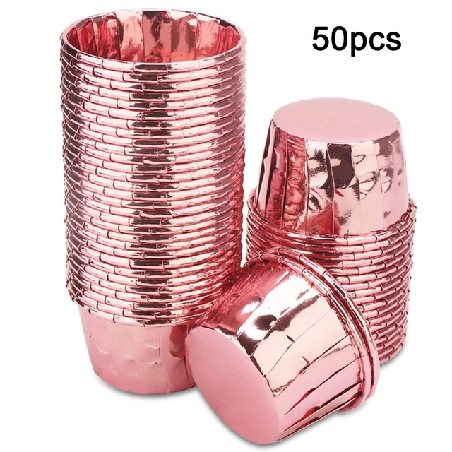 100 Pcs Caissettes Cupcake, Tasses De Papier De Cuisson Mini Moules à Muffins En Papier Doublures De Tasse De Moule De Cuisson De Petit GâTeau D' Emballage De Muffin D'anniversaire(Rose