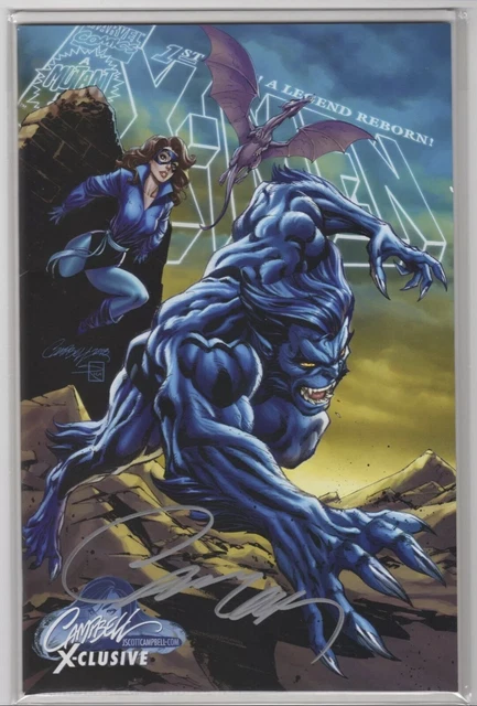 SIGNED J Scott Campbell UNCANNY X-MEN #1 Cover F Beast/Kitty Pride Variant w COA