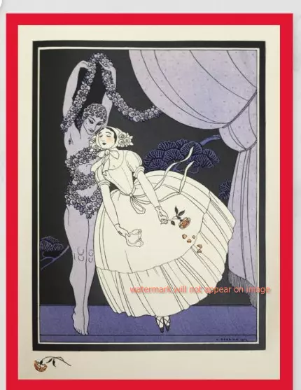 POSTCARD / Georges BARBIER / Nijinsky, le spectre de la rose, 1913 POSTCARD / Georges BARBIER / Nijinsky, le spectre de la rose, 1913