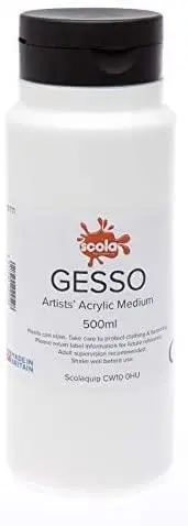 SCOLA Blanco Gesso 500 ml | Capa base de imprimación de lona artística y artesanal pintura al óleo acrílica