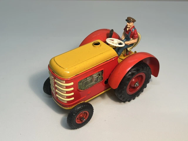 Ancien jouet tracteur en bois Années 1960 WERTO WARBURG Germany + lecture curiosité - Collection