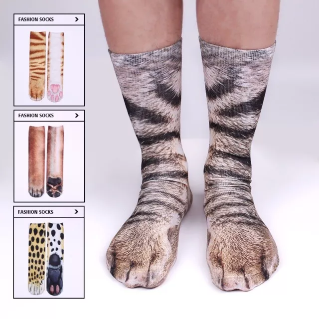 1 Pair Funny 3D Print Foot Socks Animal Paw Feet Funny Unisex Adult Elastic UK