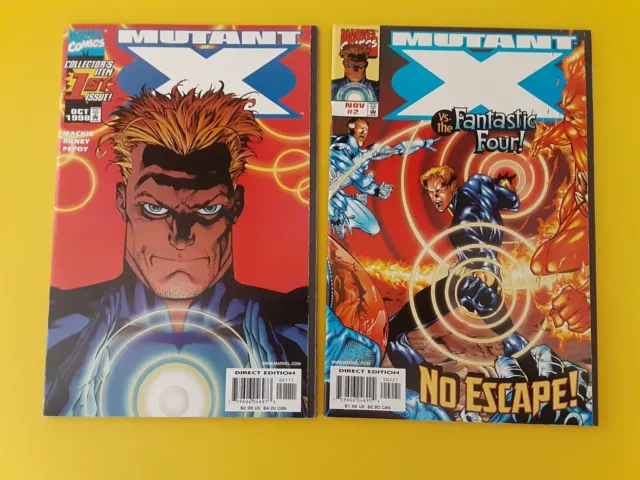 MUTANT X Comic Book Lot of 2, Vol. 1, Numbers 1 and 2 (Marvel 1998) VERY NICE!!