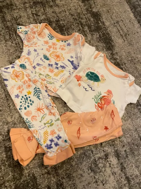 baby girl 2 sealife 2 piece pyjama outfit set 3-6 months nutmeg bundle