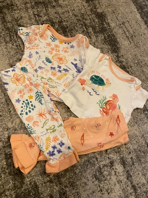 baby girl 2 sealife 2 piece pyjama outfit set 3-6 months nutmeg bundle