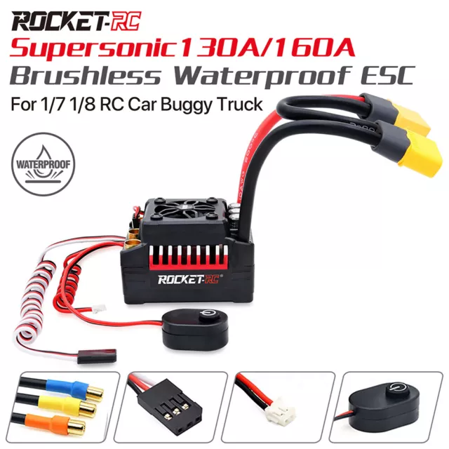 Rocket RC 130A/160A Brushless ESC  Waterproof for 1/7 1/8 RC Car Buggy Truck 3