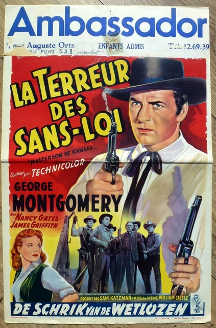 belgian poster western MASTERSON OF KANSAS, GEORGE MONTGOMERY, NANCY GATES