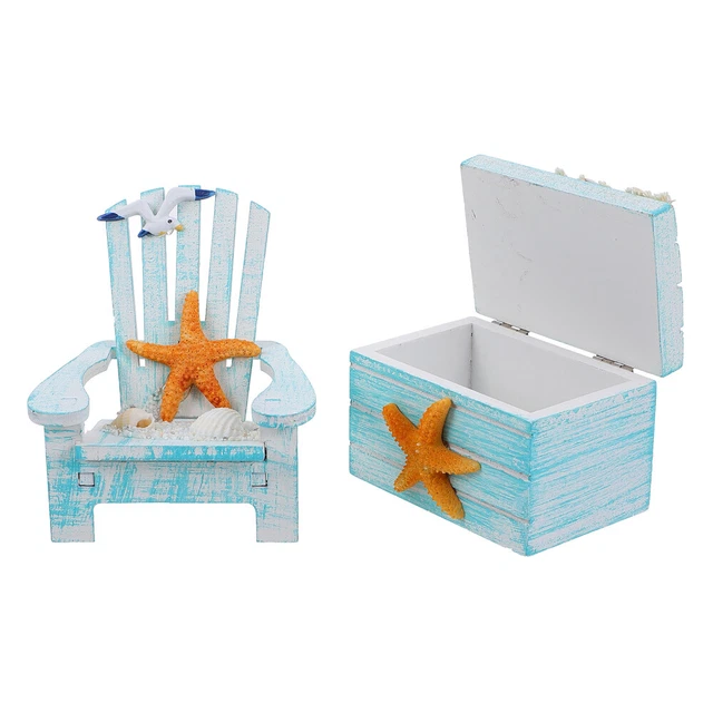 Juego de 2 sillas de playa para decoración de escritorio joyería del océano silla de verano sala de juguetes