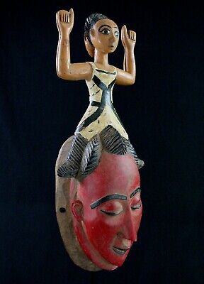 Art Africain - Masque de Festivités Baoulé - Baule Akan African Mask - 45,5 Cms