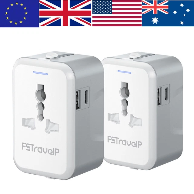 WORLDWIDE UK EU US Travel Adapter with USB Travel Plug Adaptor