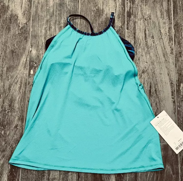 NWT Girls IVIVVA by LULULEMON sz 12 TWO BE ONE Layered Bra Tank Aqua Blue NEW