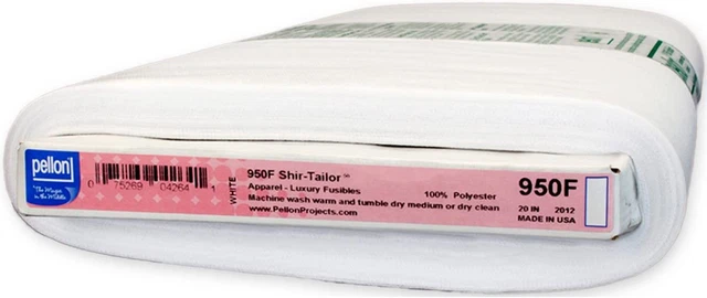 Fusible blanco sastre de shir, 20" x 25 yardas, blanco
