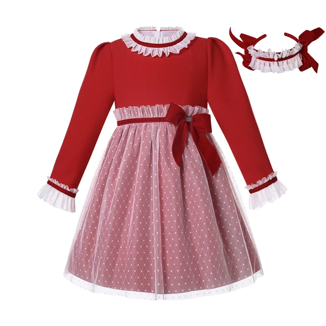 Pettigirl Girl Christmas Tulle Dresses Red Spanish Dresess Age 2 3 4 5 6 8 10 12