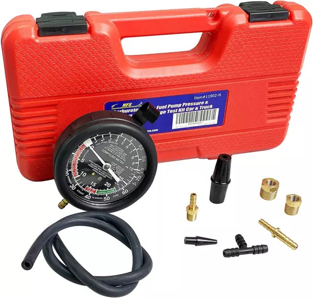 Carburetor Carb Valve Fuel Pump Pressure And Vacuum Tester Gauge Test Kit