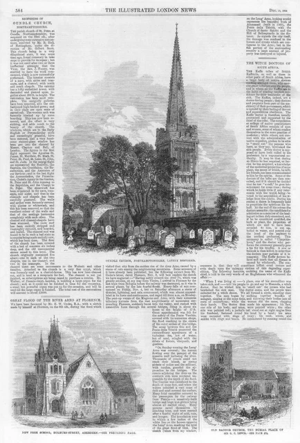 1864 Antique  Print - SCOTLAND Aberdeen Free School Holburn Street Oundle (217)