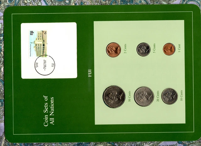 Coin Sets of All Nations Fiji w/card 1982-1987 UNC 50,20,10,5 Cents 1987