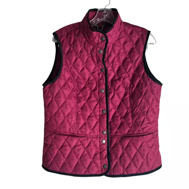 EDDIE BAUER WOMEN'S Goose Down Filled Quilted Vest Size L Embroidered ...